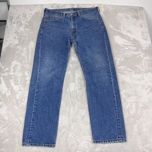 Levis 505 Jeans Mens 36x32 Blue Denim Faded Straight Leg Work Cotton Americana